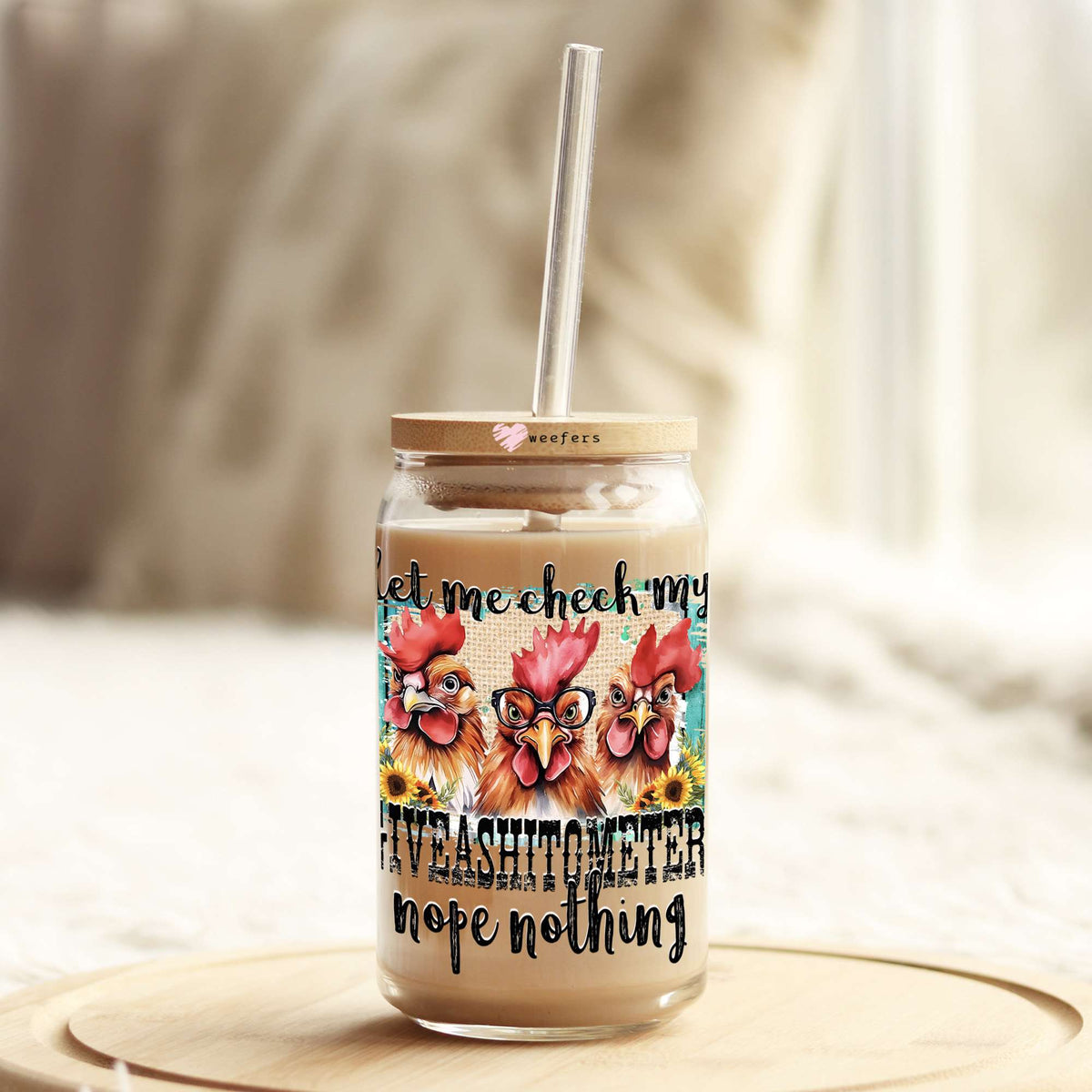 Let Me Check My Giveashitometer Nope Nothing 16oz Libbey Glass Can UV DTF or Sublimation Cup Wrap - Decal Transfer Weefers