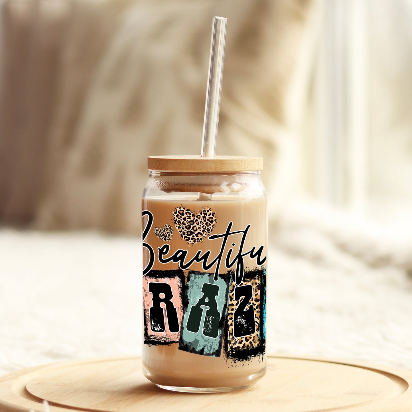 Beautiful Crazy 16oz Libbey Glass Can UV DTF or Sublimation Cup Wrap - Decal Transfer Weefers