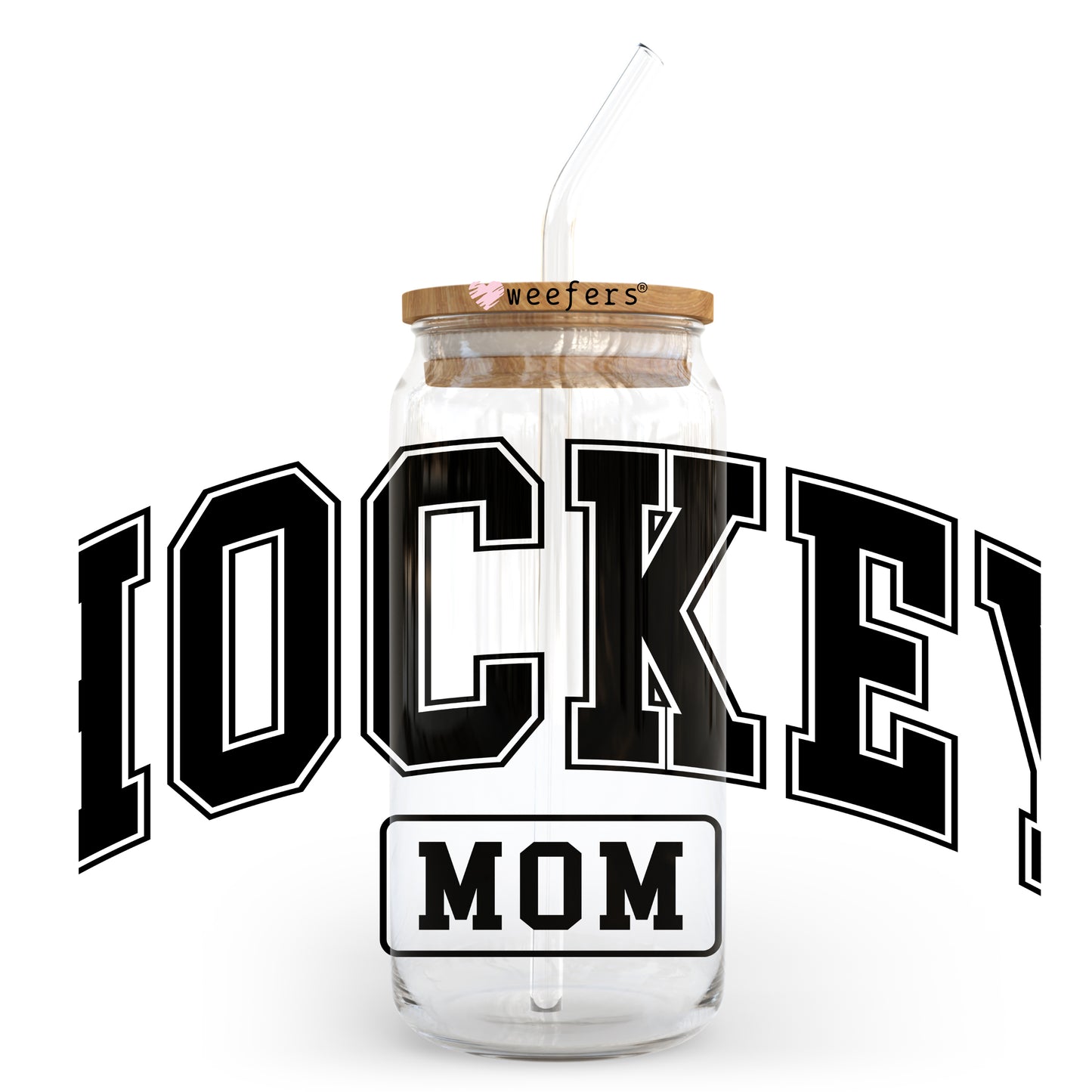 Hockey Mom 20oz Libbey Glass Can UV DTF or Sublimation Wrap - Decal Weefers