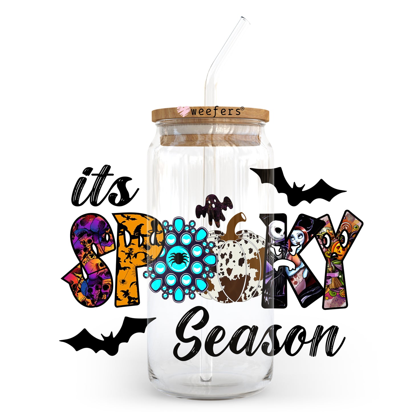 It's Spooky Season Halloween 20oz Libbey Glass Can, 34oz Hip Sip, 40oz Tumbler UV DTF or Sublimation Decal Transfer Weefers