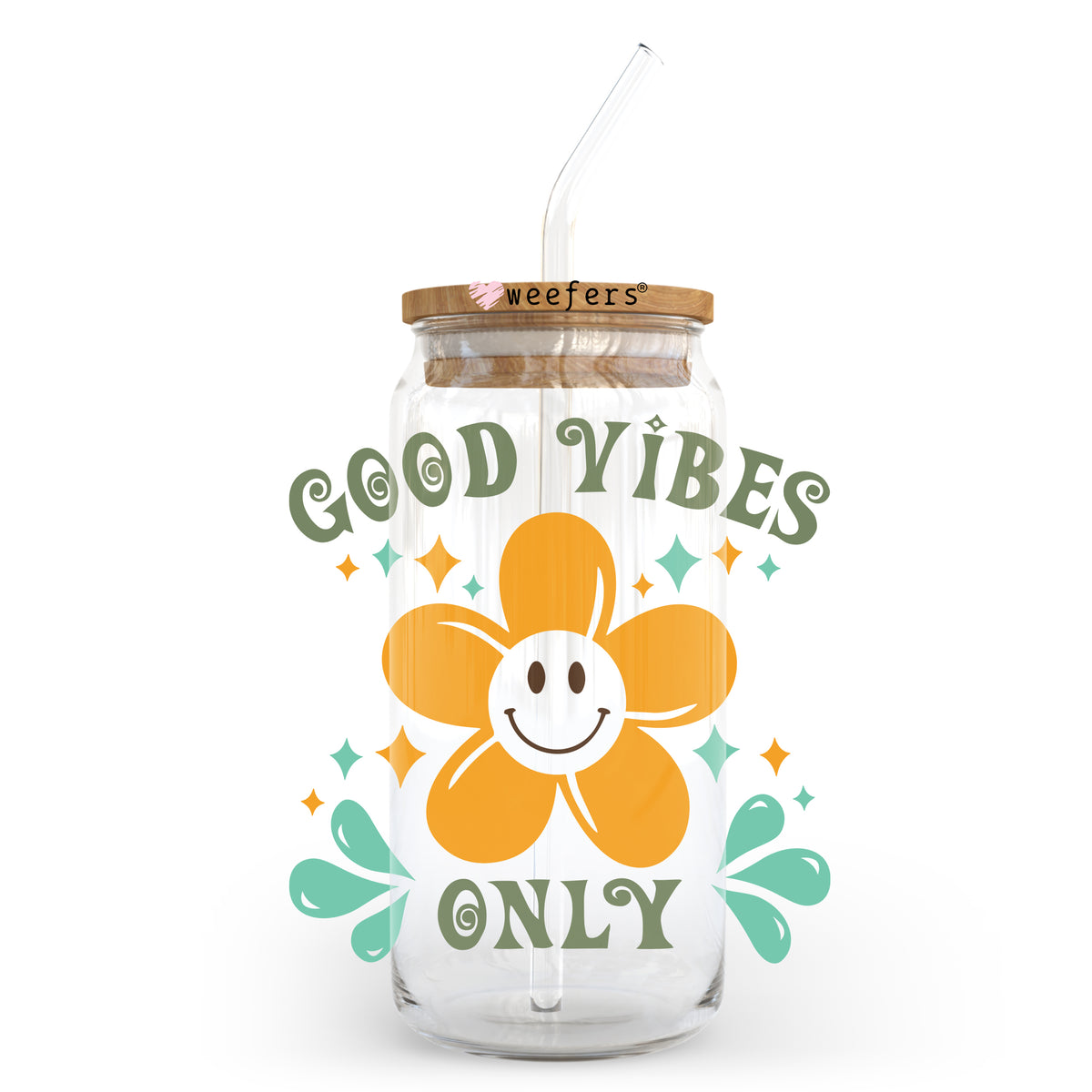 Good Vibes Only 20oz Libbey Glass Can Uv Dtf Or Sublimation Wrap Dec 7456