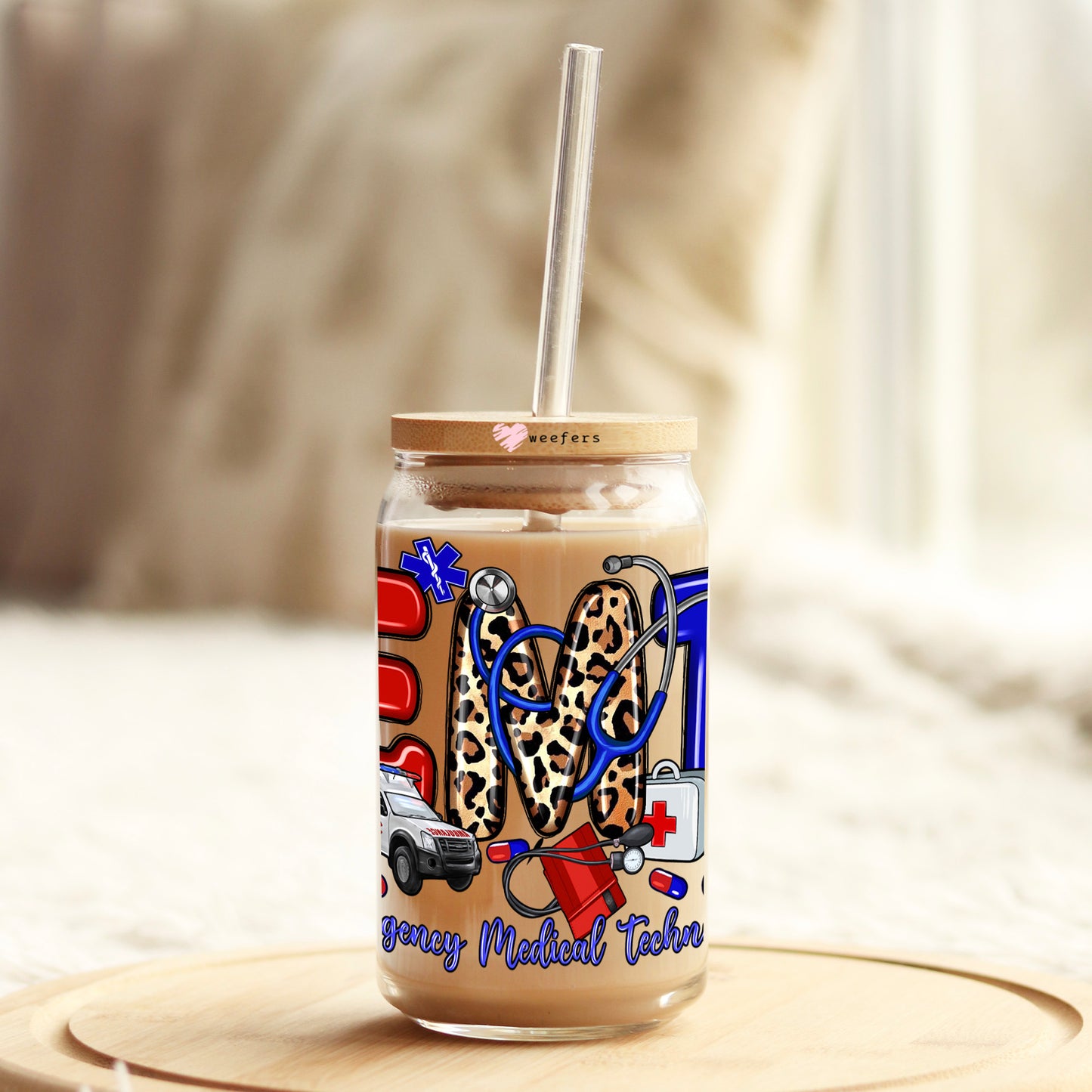 EMT Emergency Medical Technician 16oz Libbey Glass Can UV DTF or Sublimation Cup Wrap - Decal Weefers