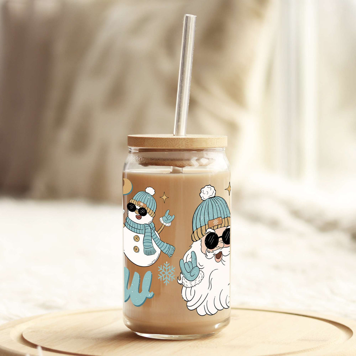 Let it Snow Ho Ho Ho 16oz Libbey Glass Can UV DTF or Sublimation Wrap - Decal Weefers