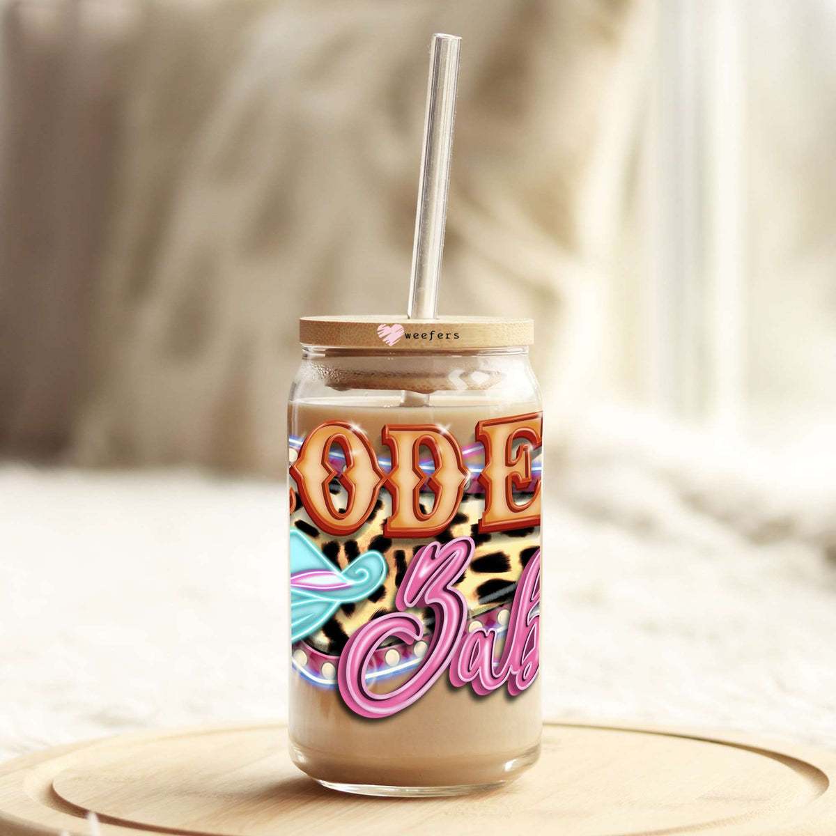 Rodeo Babe 16oz Libbey Glass Can UV DTF or Sublimation Cup Wrap - Decal Transfer Weefers