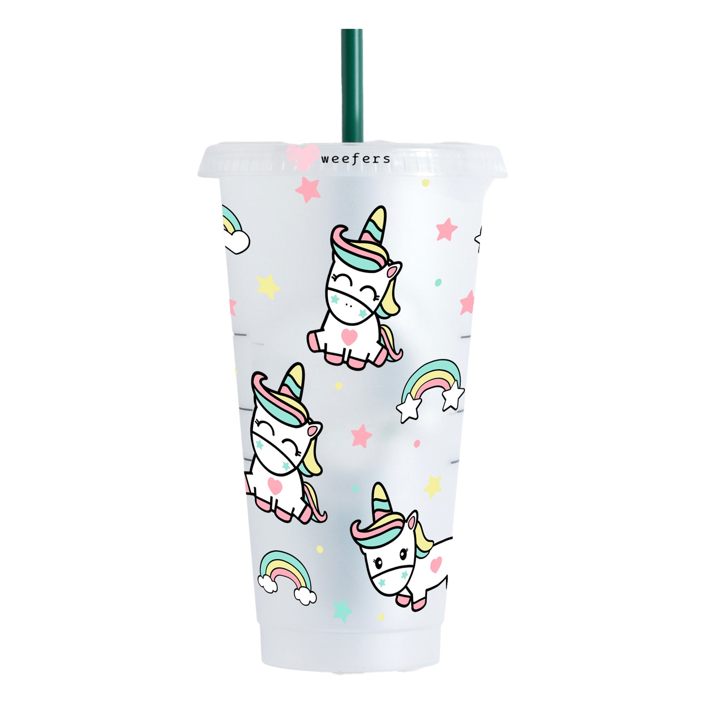 Rainbow Unicorn 24oz UV DTF Cold Cup Wrap - Ready to apply Wrap - NO HOLE Weefers