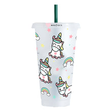 Load image into Gallery viewer, Rainbow Unicorn 24oz UV-DTF Cold Cup Wrap - Ready to apply Wrap - NO HOLE
