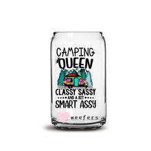Load image into Gallery viewer, Camping Queen 16oz Libbey Glass Can UV-DTF or Sublimation Wrap - Decal

