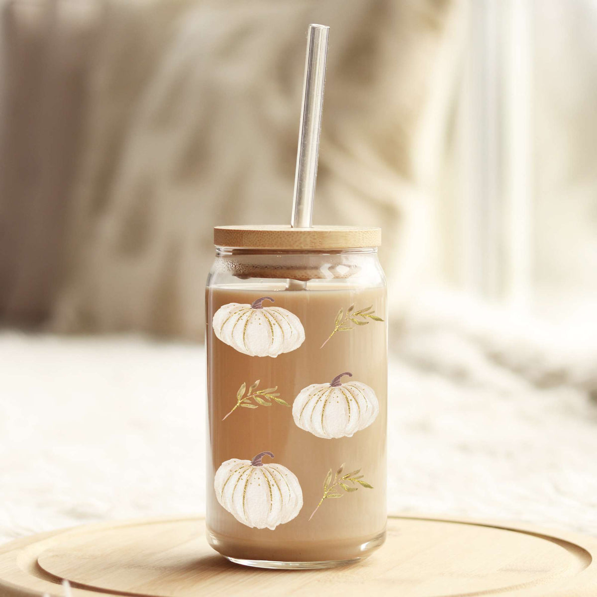 Cream Pumpkins 16oz Libbey Glass Can UV DTF or Sublimation Wrap - Decal Weefers