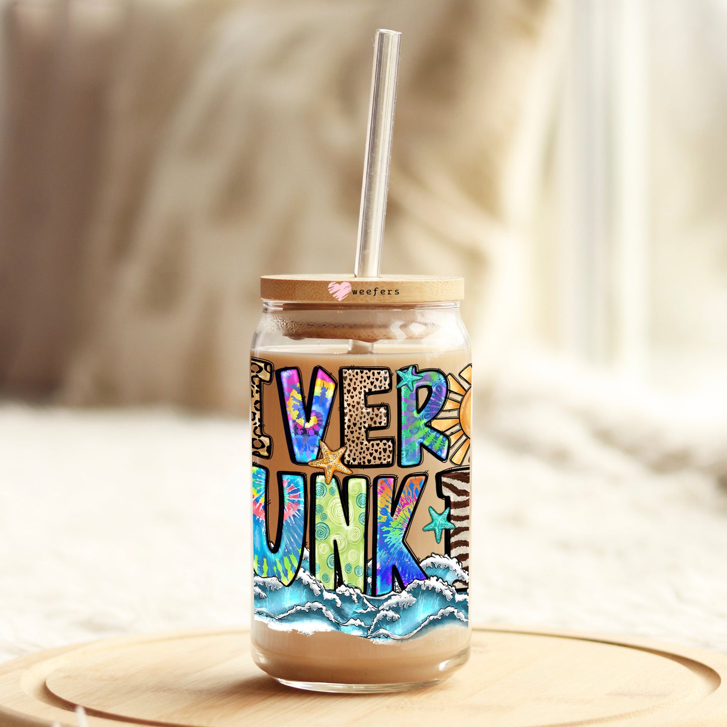 River Junkie 16oz Libbey Glass Can UV DTF or Sublimation Cup Wrap - Decal Transfer Weefers