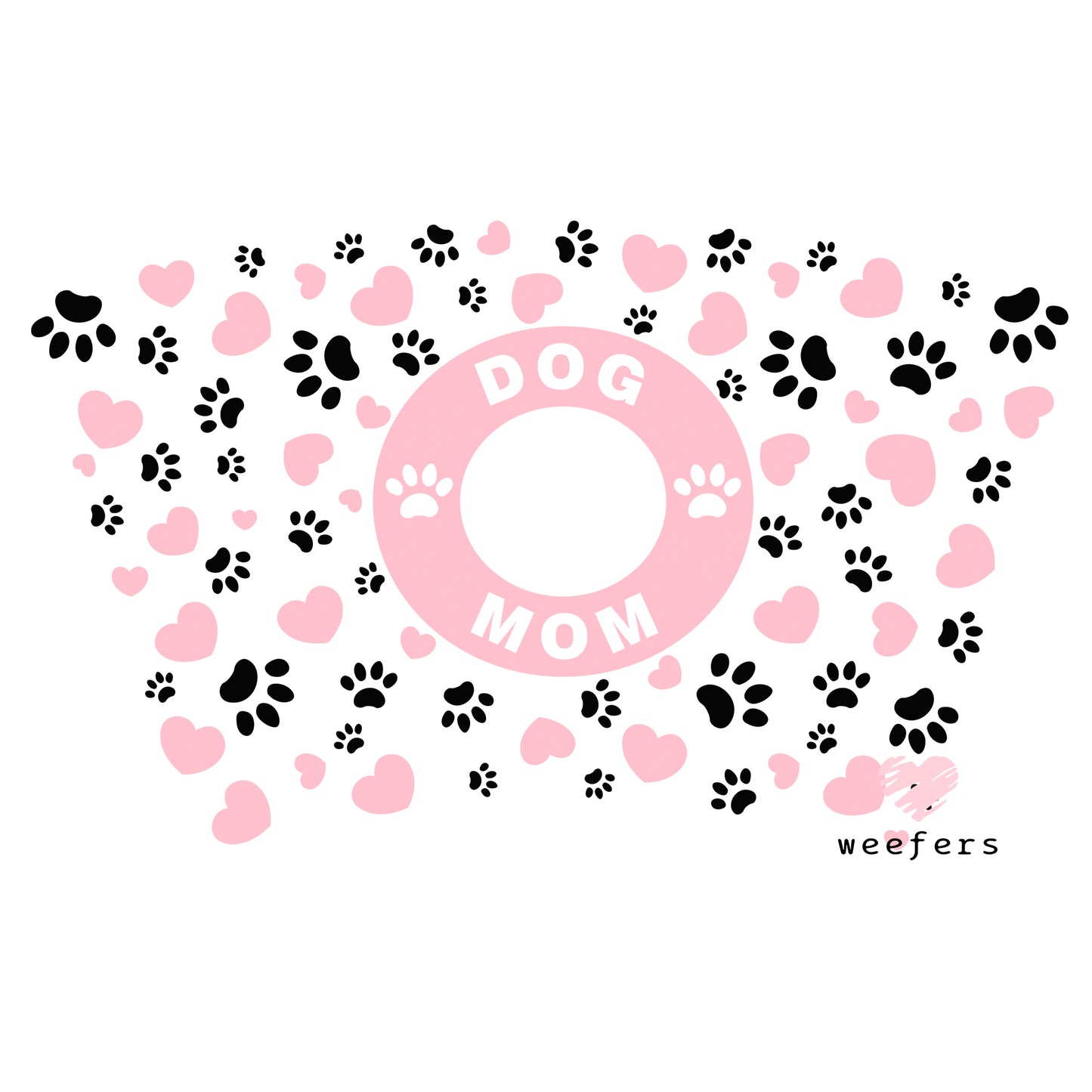 Pink Hearts Dog Mom Cold Cup Wrap Weefers