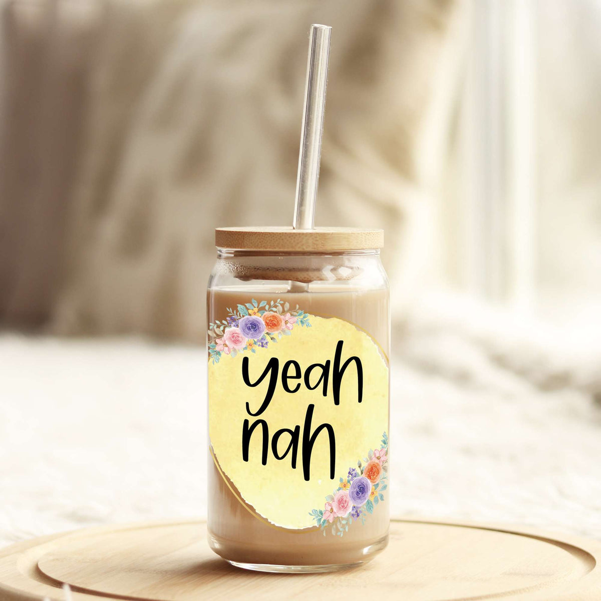 Yeah Nah 16oz Libbey Glass Can UV DTF or Sublimation Wrap - Decal Weefers