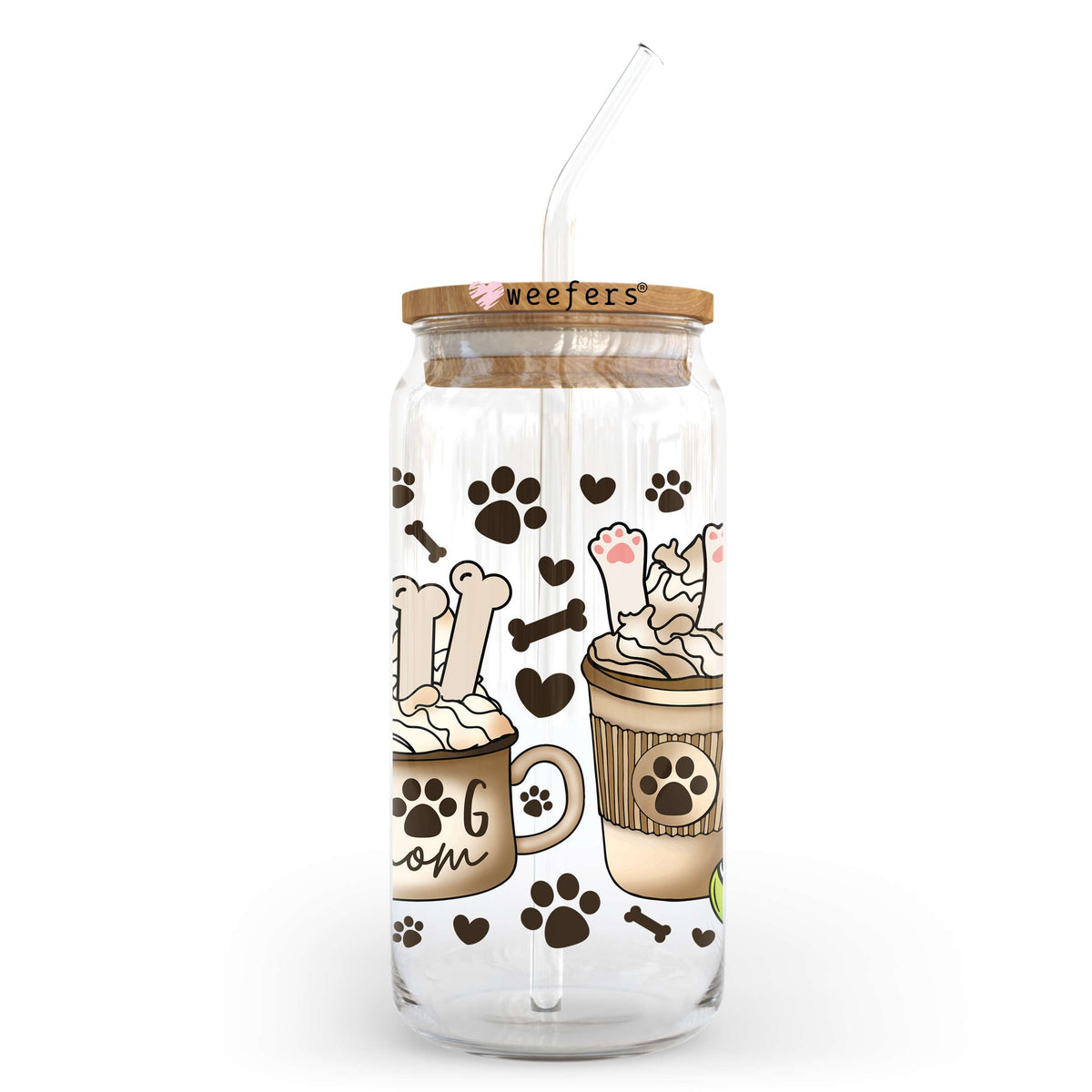 Dog Mom Coffee Latte 20oz Libbey Glass Can, 34oz Hip Sip, 40oz Tumbler UV DTF or Sublimation Decal Transfer Weefers
