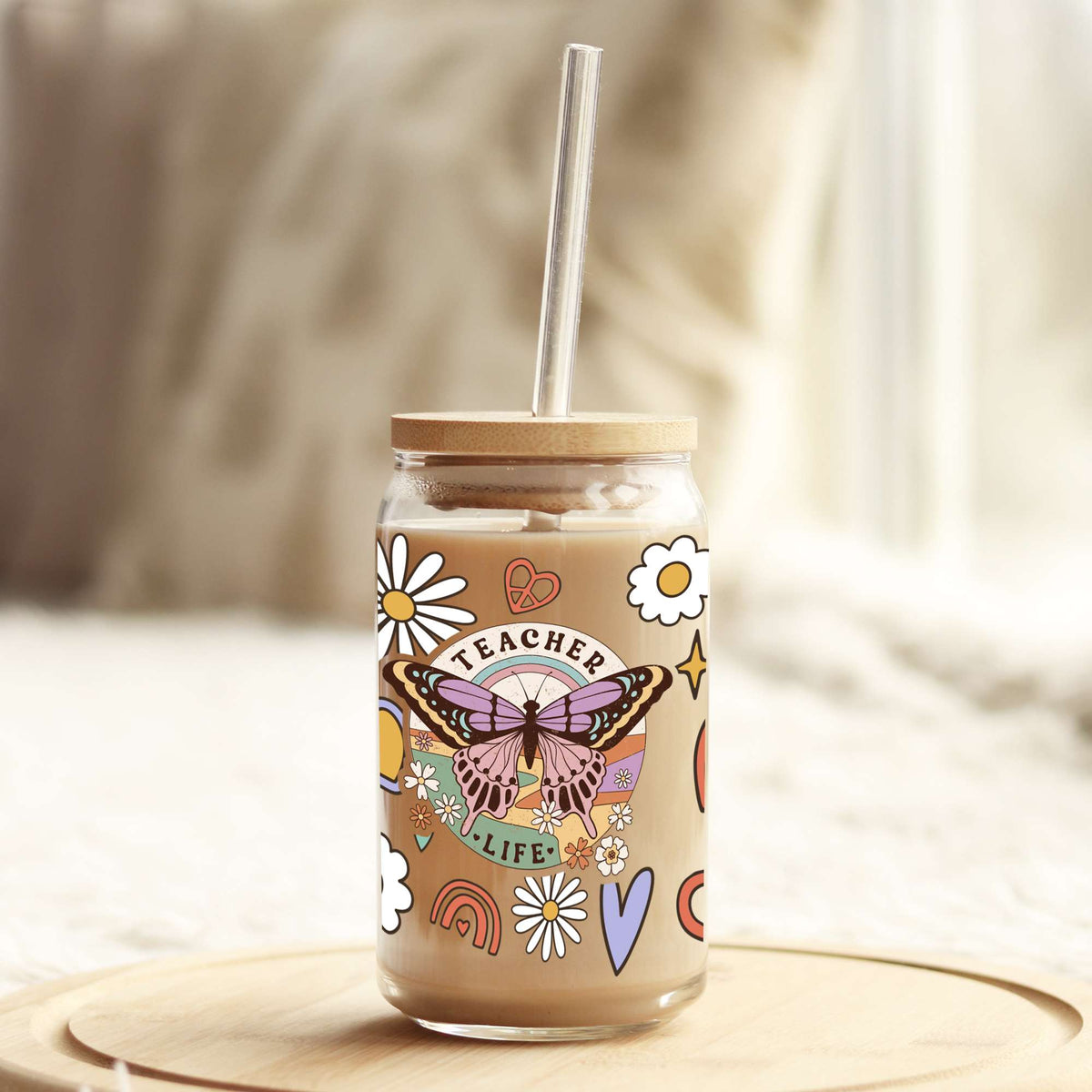 Teachers Life 16oz Libbey Glass Can UV DTF or Sublimation Wrap - Decal Weefers