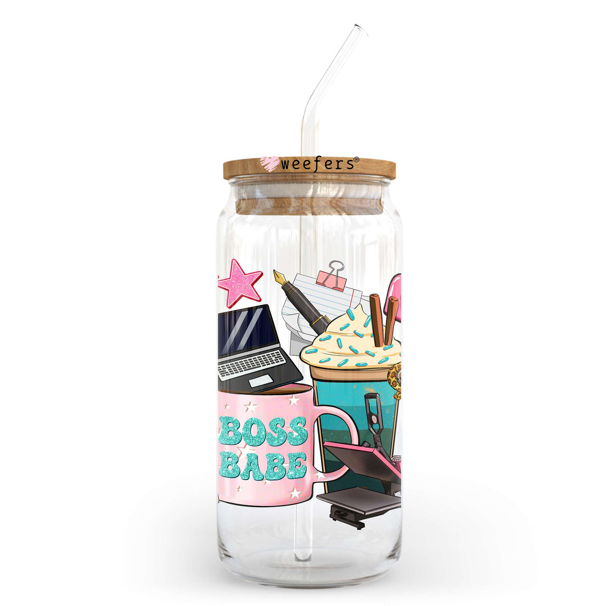 Boss Babe 20oz Libbey Glass Can, 34oz Hip Sip, 40oz Tumbler UV DTF or Sublimation Decal Transfer Weefers