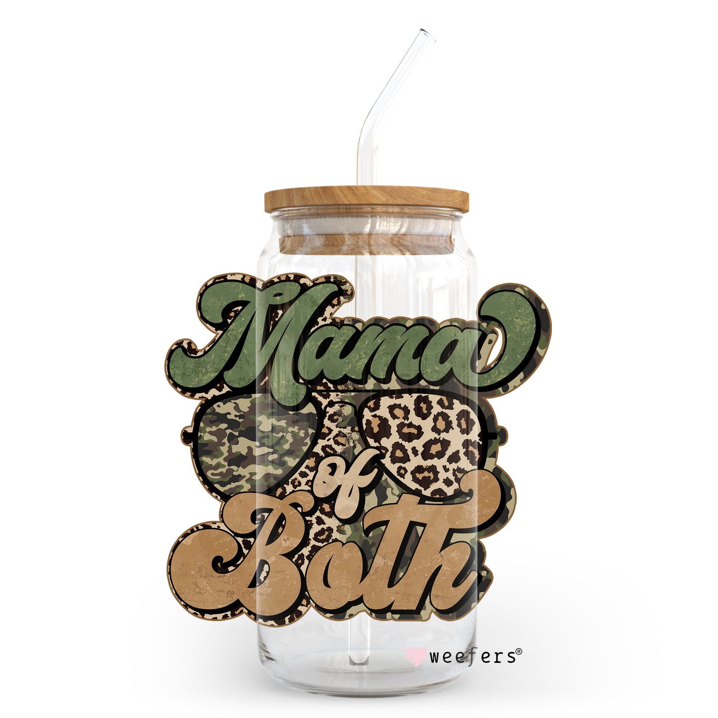 Mom of Both Camouflage 20oz Libbey Glass Can, 34oz Hip Sip, 40oz Tumbler UV DTF or Sublimation Decal Transfer Weefers