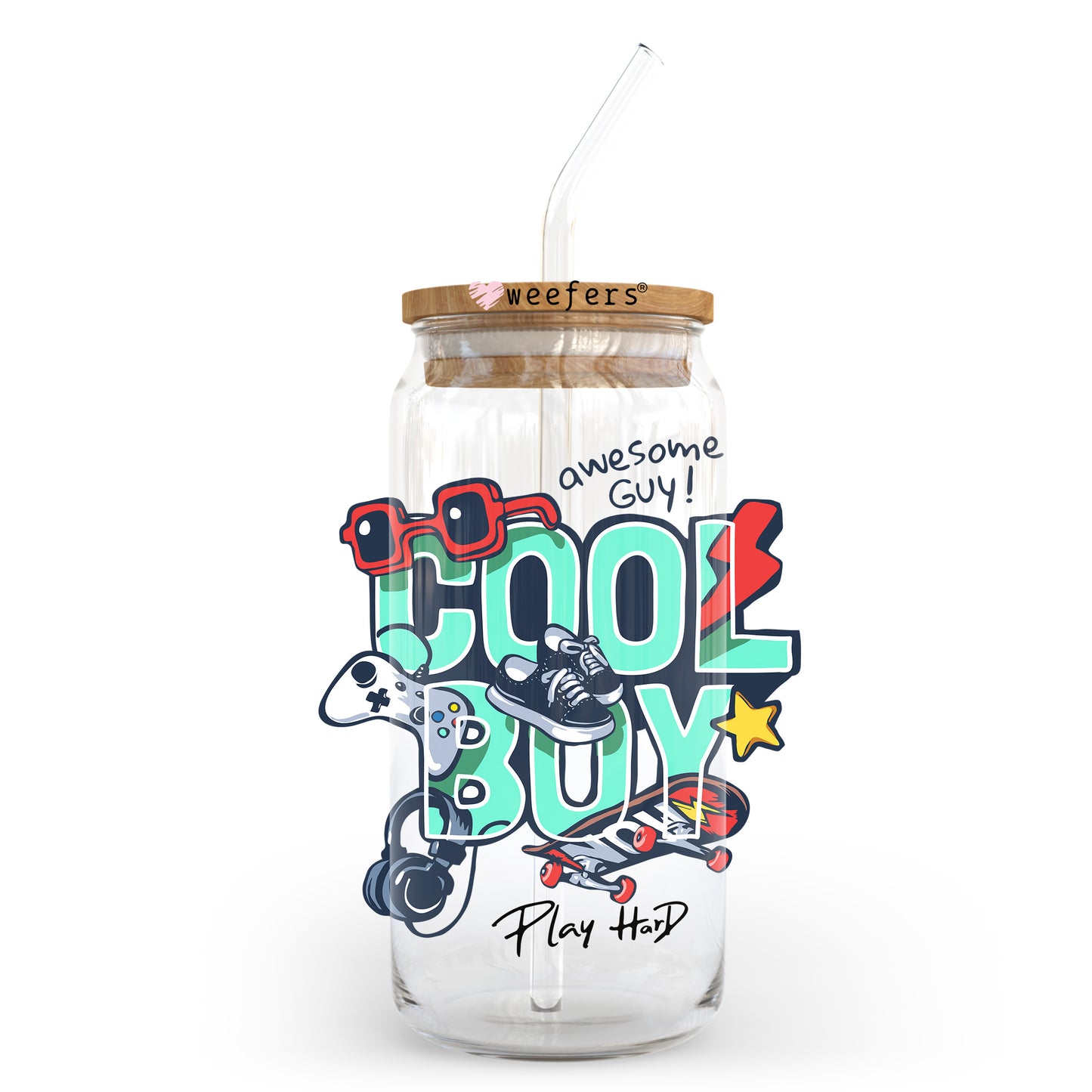 Cool Boy 20oz Libbey Glass Can UV DTF or Sublimation Wrap - Decal Transfer Weefers