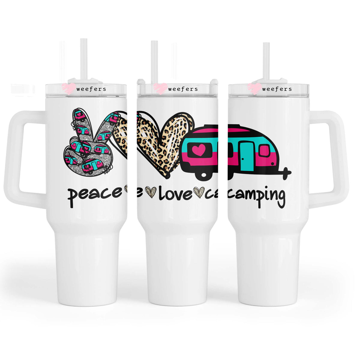 Peace Love Camping 40oz Tumbler UV DTF or Sublimation Wrap - Decal Weefers