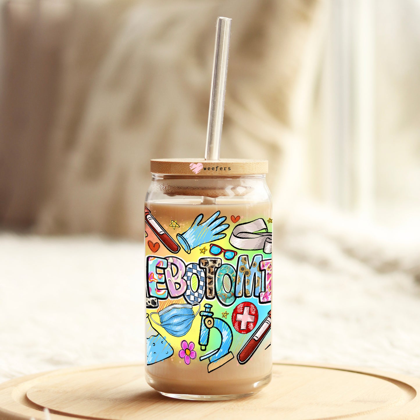 Phlebotomist Western 16oz Libbey Glass Can UV DTF or Sublimation Cup Wrap - Decal Weefers