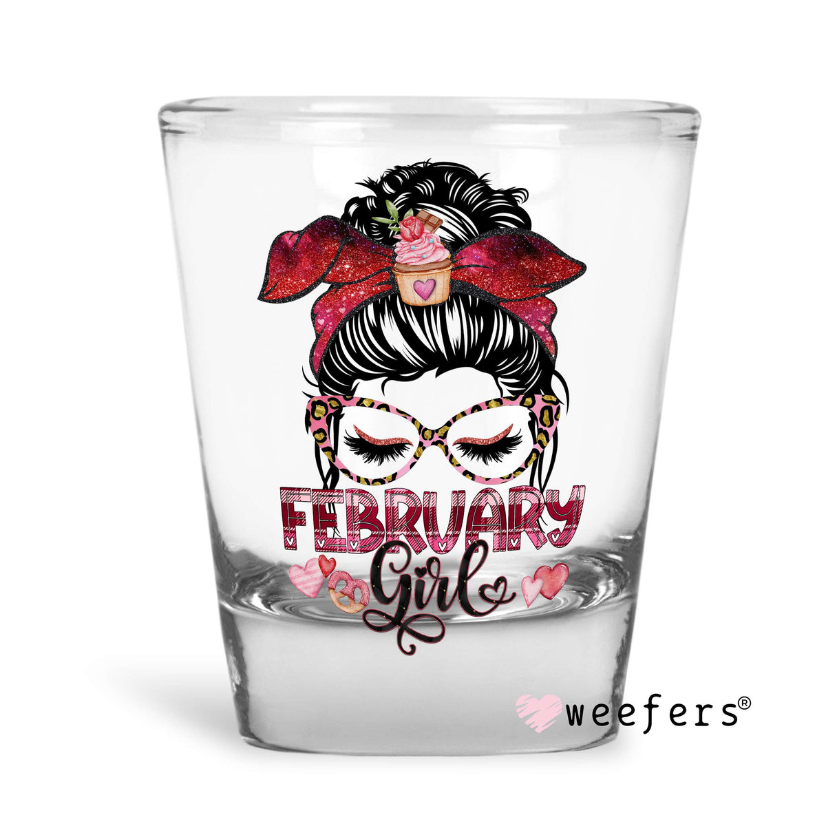 February Girl Shot Glass Short UV DTF or Sublimation Wrap - Decal Weefers