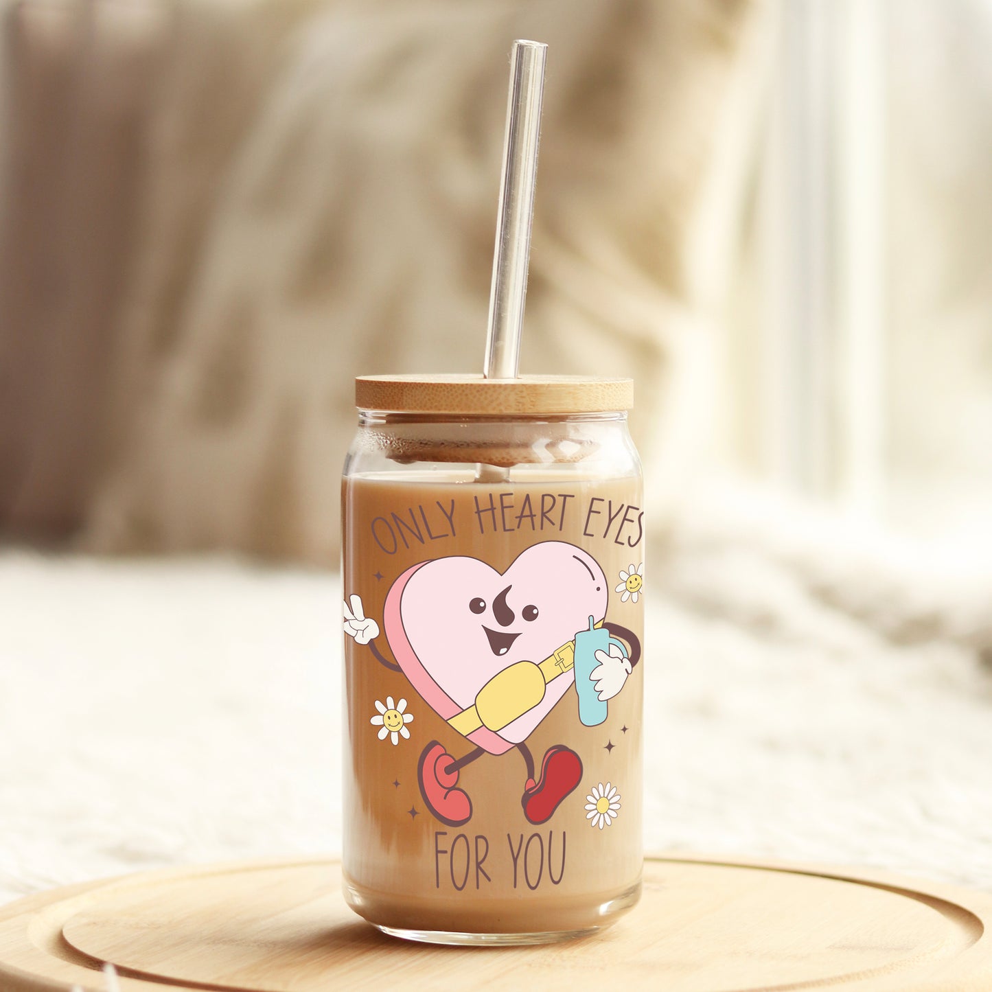 Only Heart Eyes for You Valentine's Day 16oz Libbey Glass Can UV DTF or Sublimation Cup Wrap - Decal Transfer Weefers