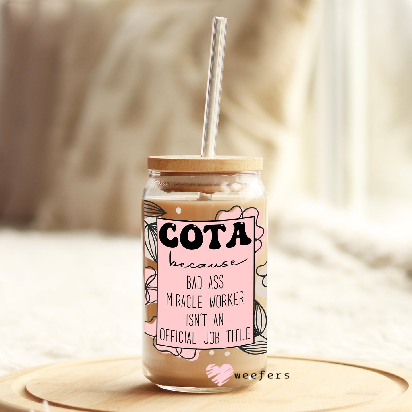 COTA Bad Ass 16oz Libbey Glass Can UV DTF or Sublimation Wrap - Decal Weefers