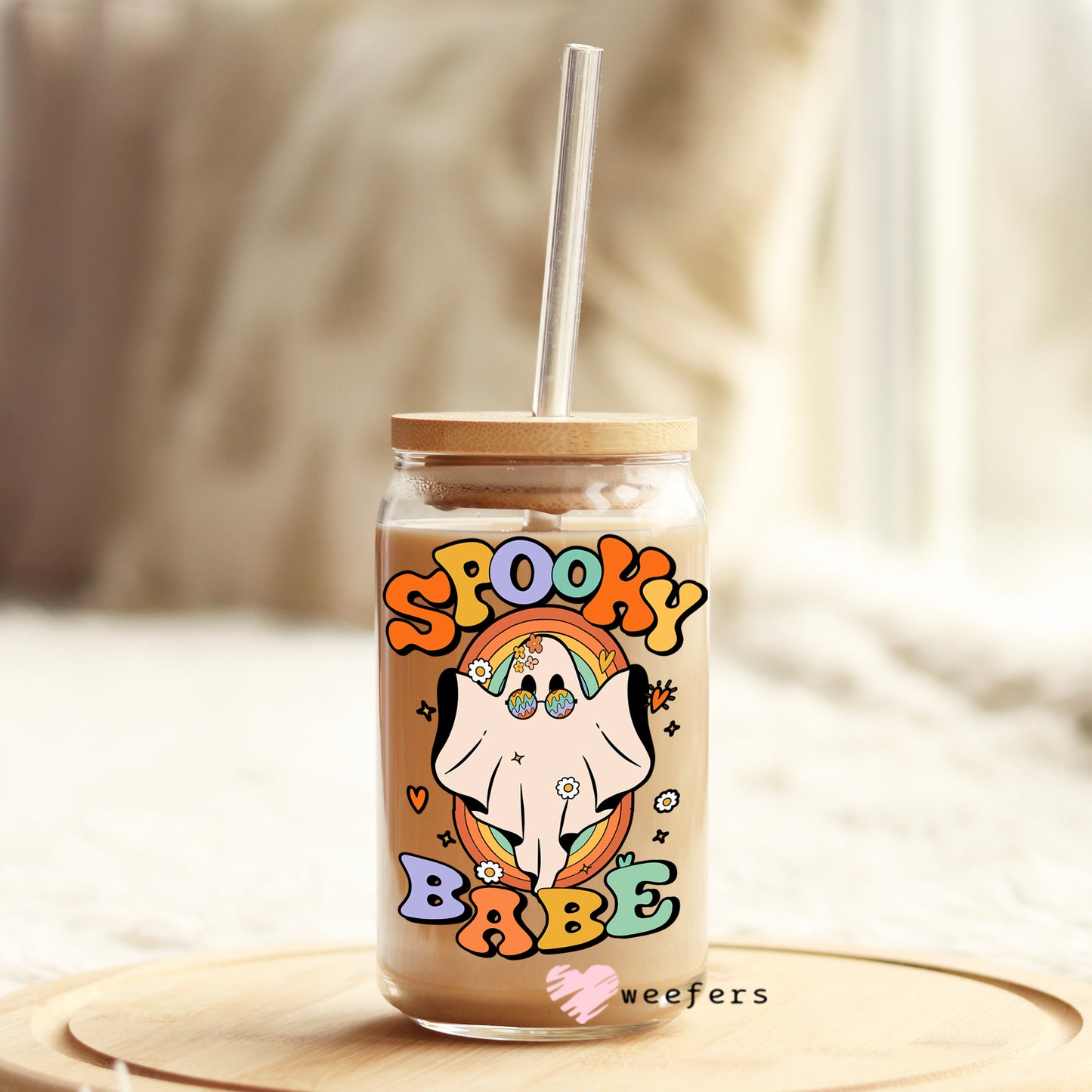 Spooky Babe Halloween 16oz Libbey Glass Can UV DTF or Sublimation Wrap - Decal Weefers