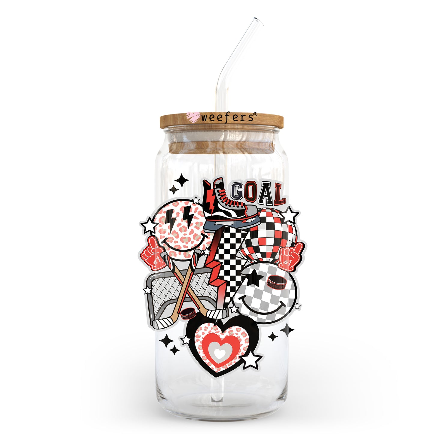 Hockey Goals 20oz Libbey Glass Can UV DTF or Sublimation Wrap - Decal Transfer Weefers