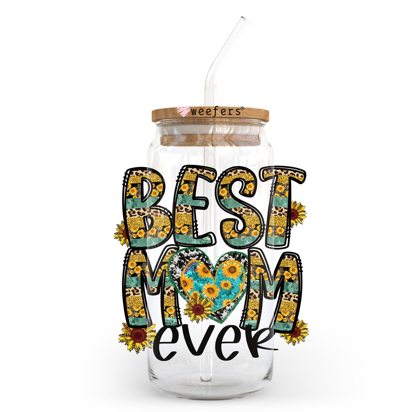 Best Mom Ever 20oz Libbey Glass Can UV DTF or Sublimation Wrap - Decal Transfer Weefers