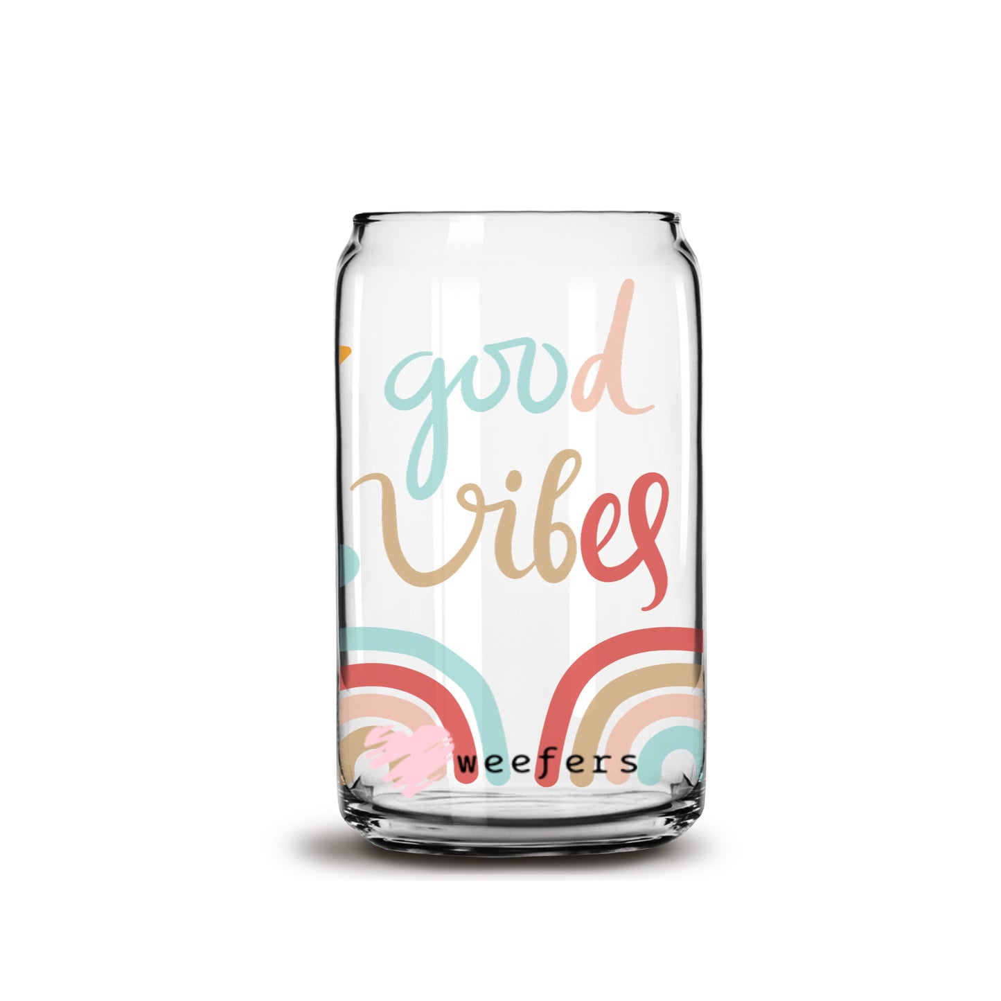 Good Vibes Boho Rainbows Libbey Glass Can UV DTF or Sublimation Wrap - Decal Weefers