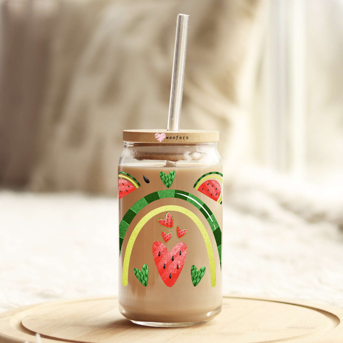 Summer Watermelon Vibes 16oz Libbey Glass Can UV DTF or Sublimation Cup Wrap - Decal Transfer Weefers
