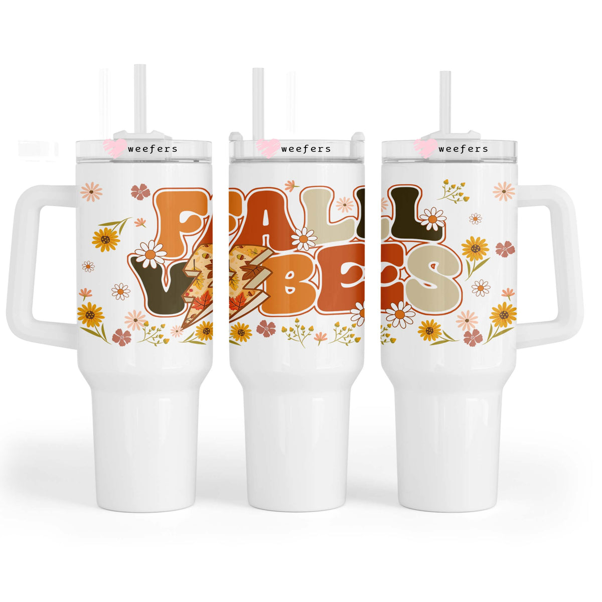 Fall Vibes 40oz Tumbler UV DTF or Sublimation Wrap - Decal Weefers