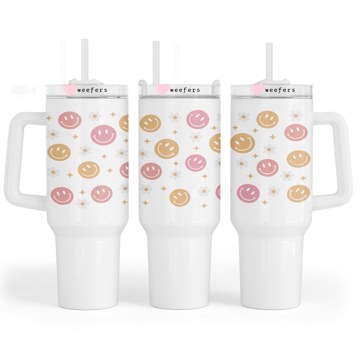 Retro Smile Faces 40oz Tumbler UV DTF or Sublimation Wrap - Decal Weefers