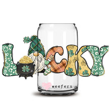 Load image into Gallery viewer, a glass jar with the word luck written in it
