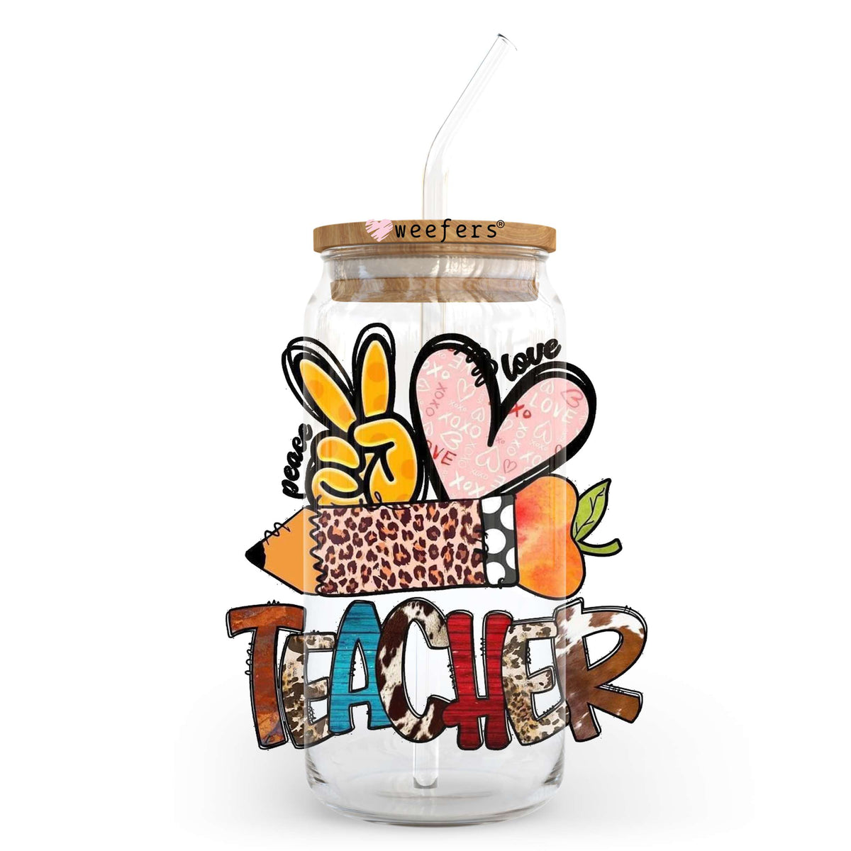 Western Teacher 20oz Libbey Glass Can, 34oz Hip Sip, 40oz Tumbler UV DTF or Sublimation Decal Transfer Weefers
