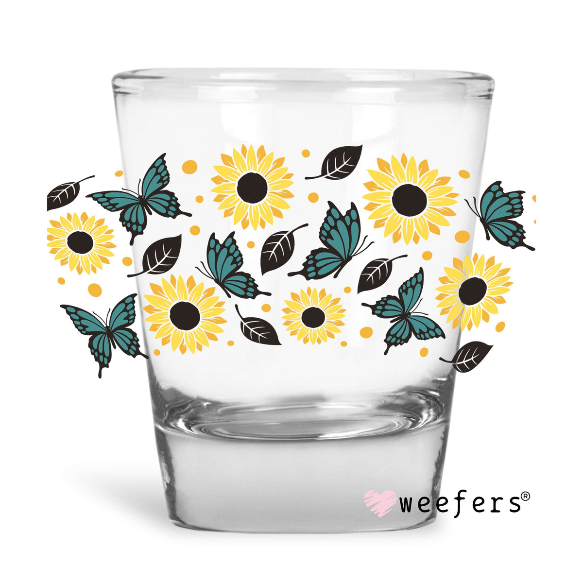 Sunflowers and Butterflies Shot Glass Short UV DTF or Sublimation Wrap - Decal Weefers