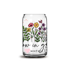 Load image into Gallery viewer, Grow in Grace 16oz Libbey Glass Can UV-DTF or Sublimation Wrap - Decal
