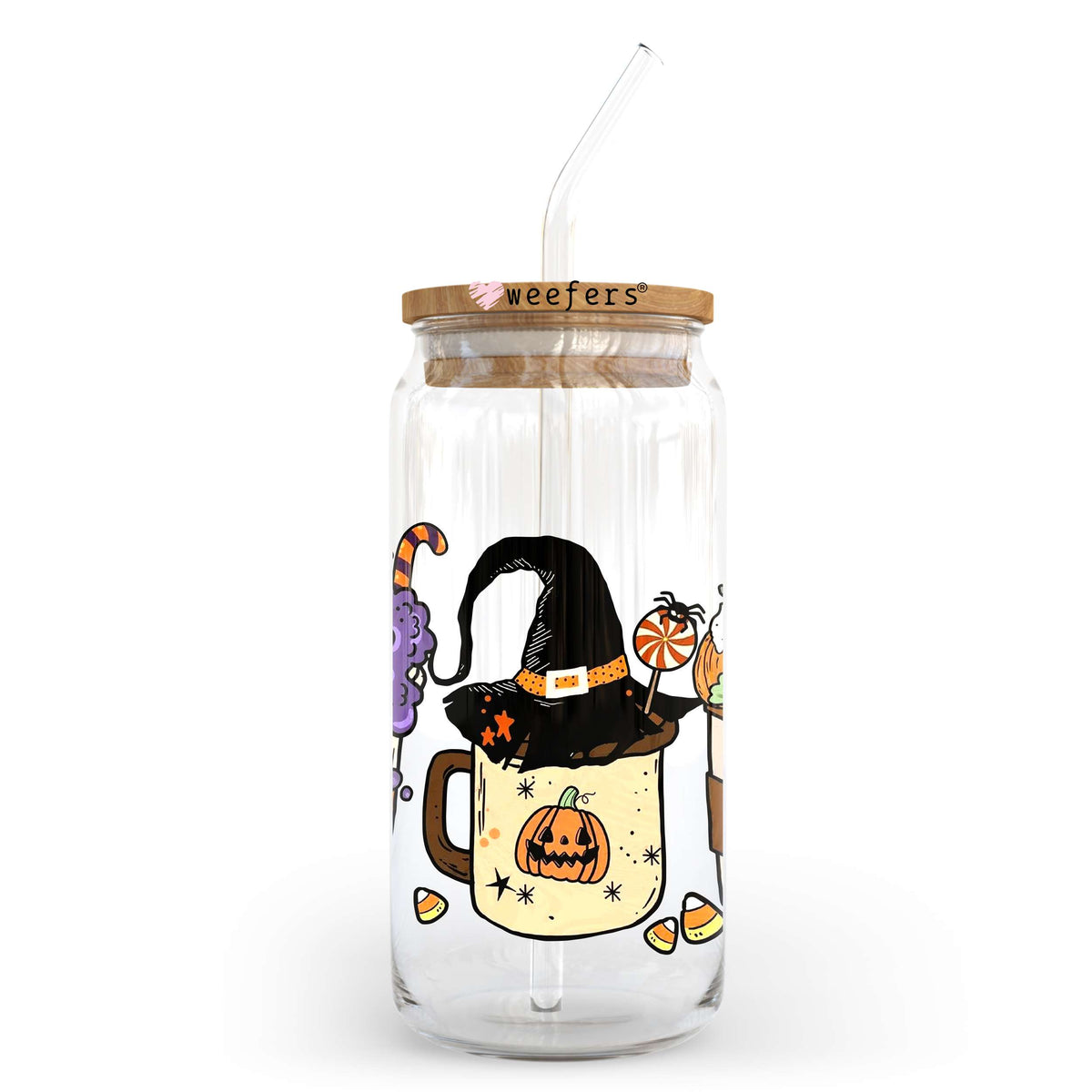 Halloween Coffee Latte 20oz Libbey Glass Can, 34oz Hip Sip, 40oz Tumbler UV DTF or Sublimation Decal Transfer Weefers