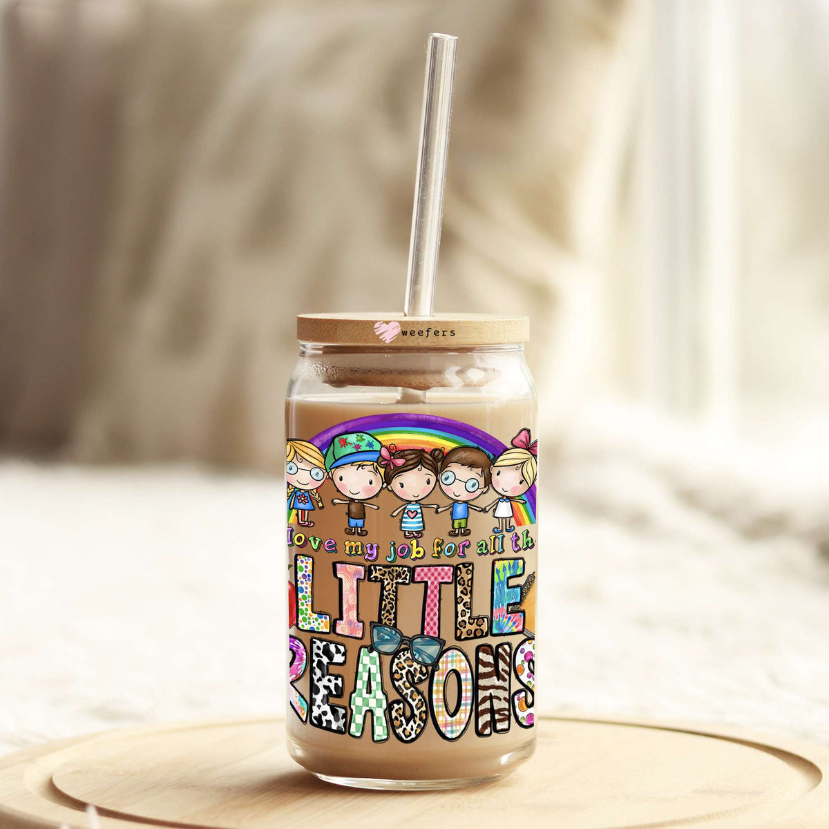 I love my job for all the little reasons 16oz Libbey Glass Can UV DTF or Sublimation Cup Wrap - Decal Transfer Weefers