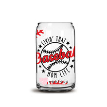 Load image into Gallery viewer, Livin&#39; that Baseball Mom Life 16oz Libbey Glass Can UV-DTF or Sublimation Wrap - Decal
