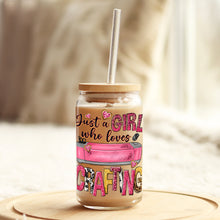 Load image into Gallery viewer, Just a Girl Who Loves Crafting 16oz Libbey Glass Can UV-DTF or Sublimation Wrap - Decal
