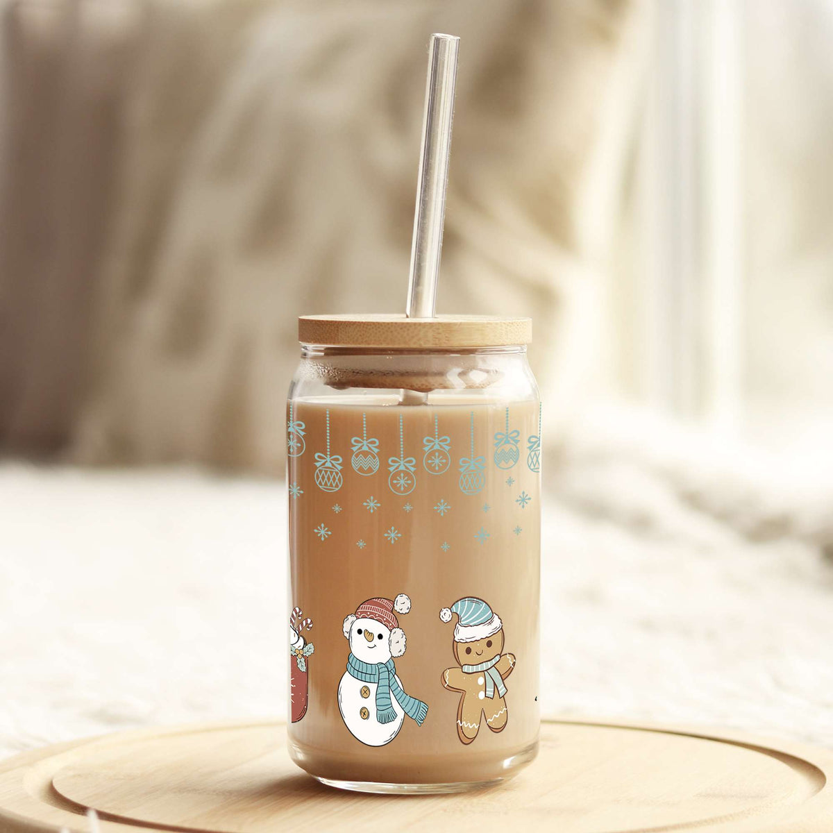 Santa, Cocoa, Snowmen Oh My Christmas 16oz Libbey Glass Can UV DTF or Sublimation Wrap - Decal Weefers