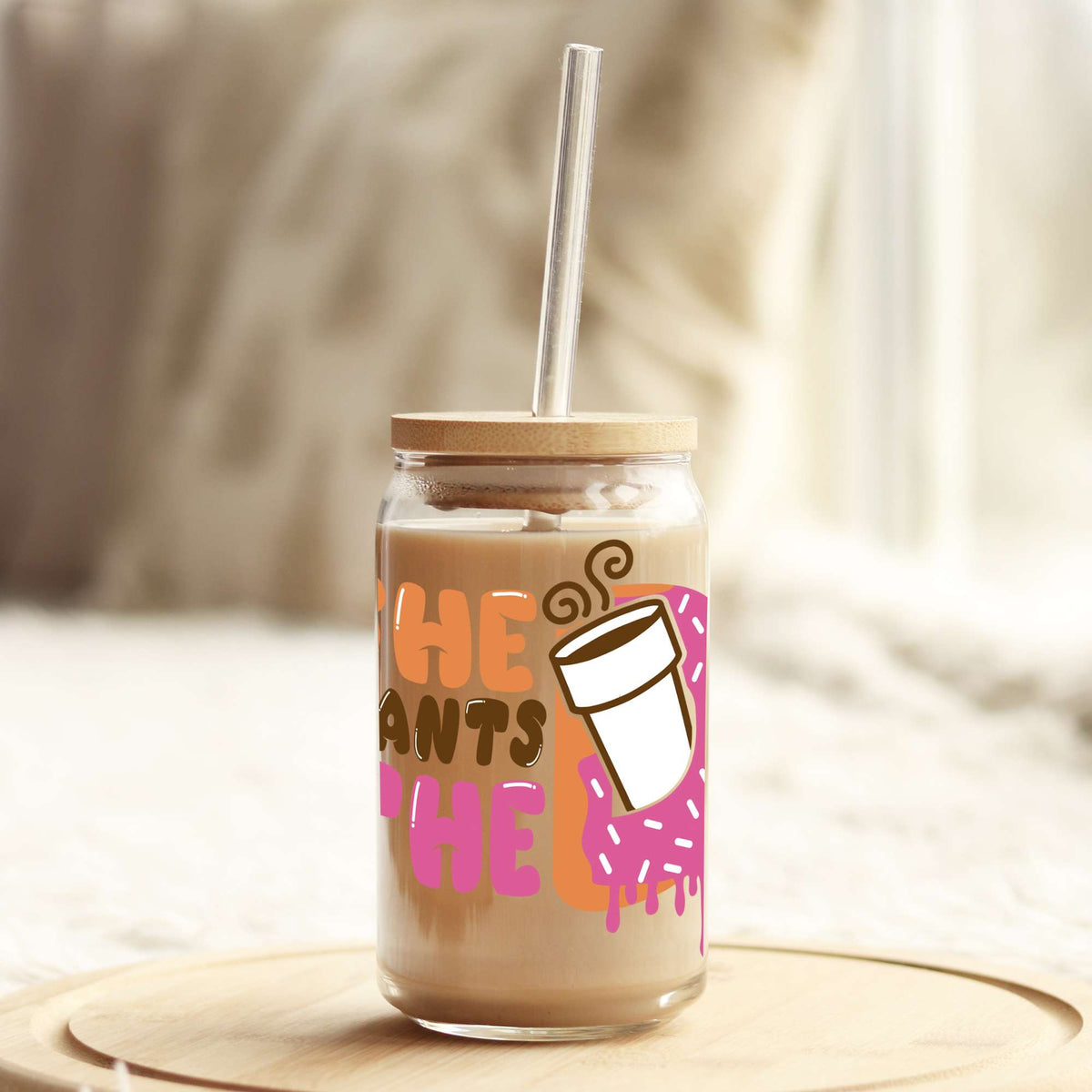 She wants the D Coffee 16oz Libbey Glass Can UV DTF or Sublimation Wrap - Decal Weefers
