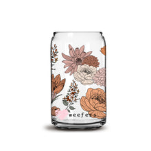 Load image into Gallery viewer, Retro Neutral Florals 16oz Libbey Glass Can UV-DTF or Sublimation Wrap - Decal
