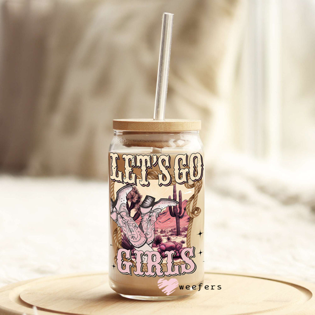 Let's Go Girls Western 16oz Libbey Glass Can UV DTF or Sublimation Wrap - Decal Weefers