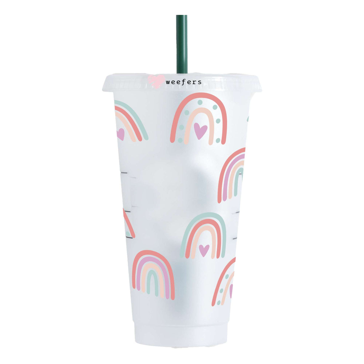 Boho Pink Rainbows 24oz UV DTF Cold Cup Wrap - Ready to apply Wrap - HOLE Weefers