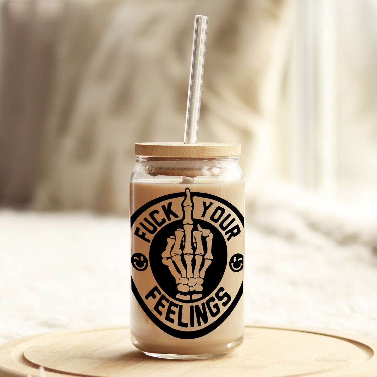 F Your Feelings 16oz Libbey Glass Can UV DTF or Sublimation Cup Wrap - Decal Transfer Weefers