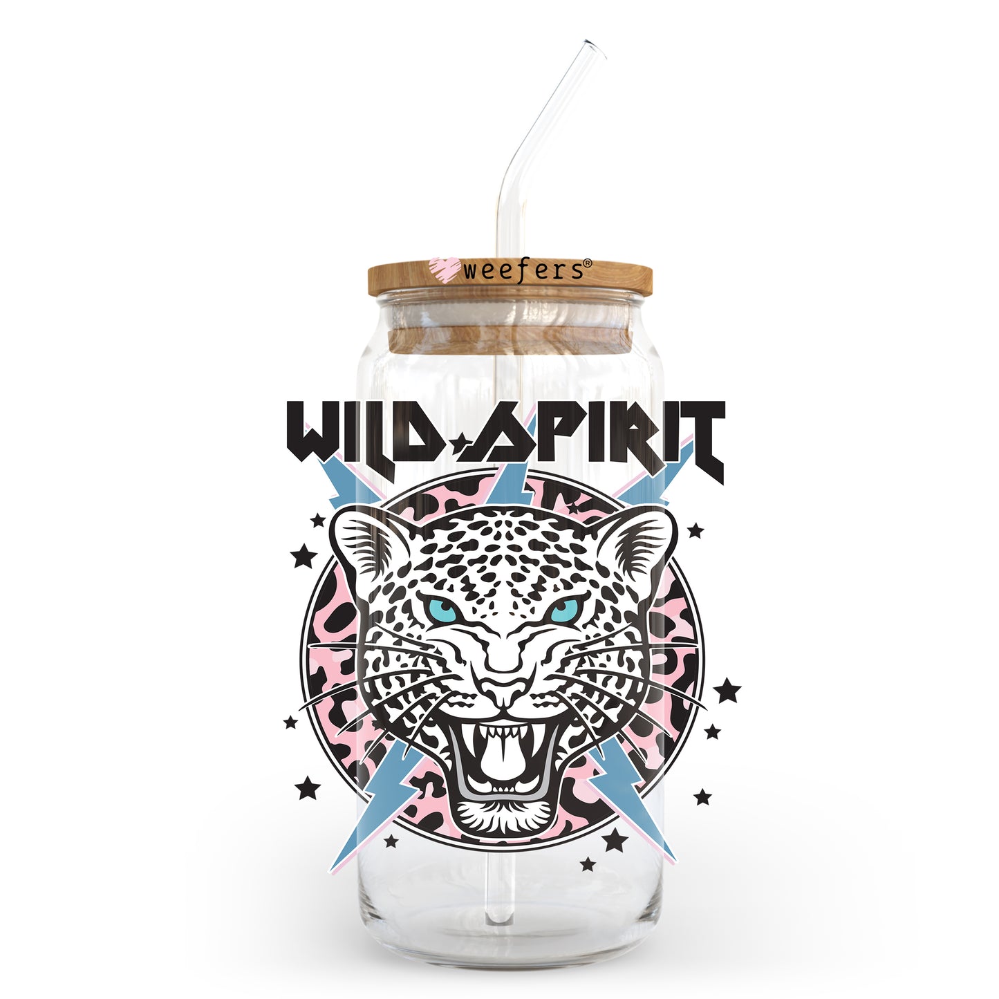 Wild Spirit Cheetah 20oz Libbey Glass Can UV DTF or Sublimation Wrap - Decal Transfer Weefers