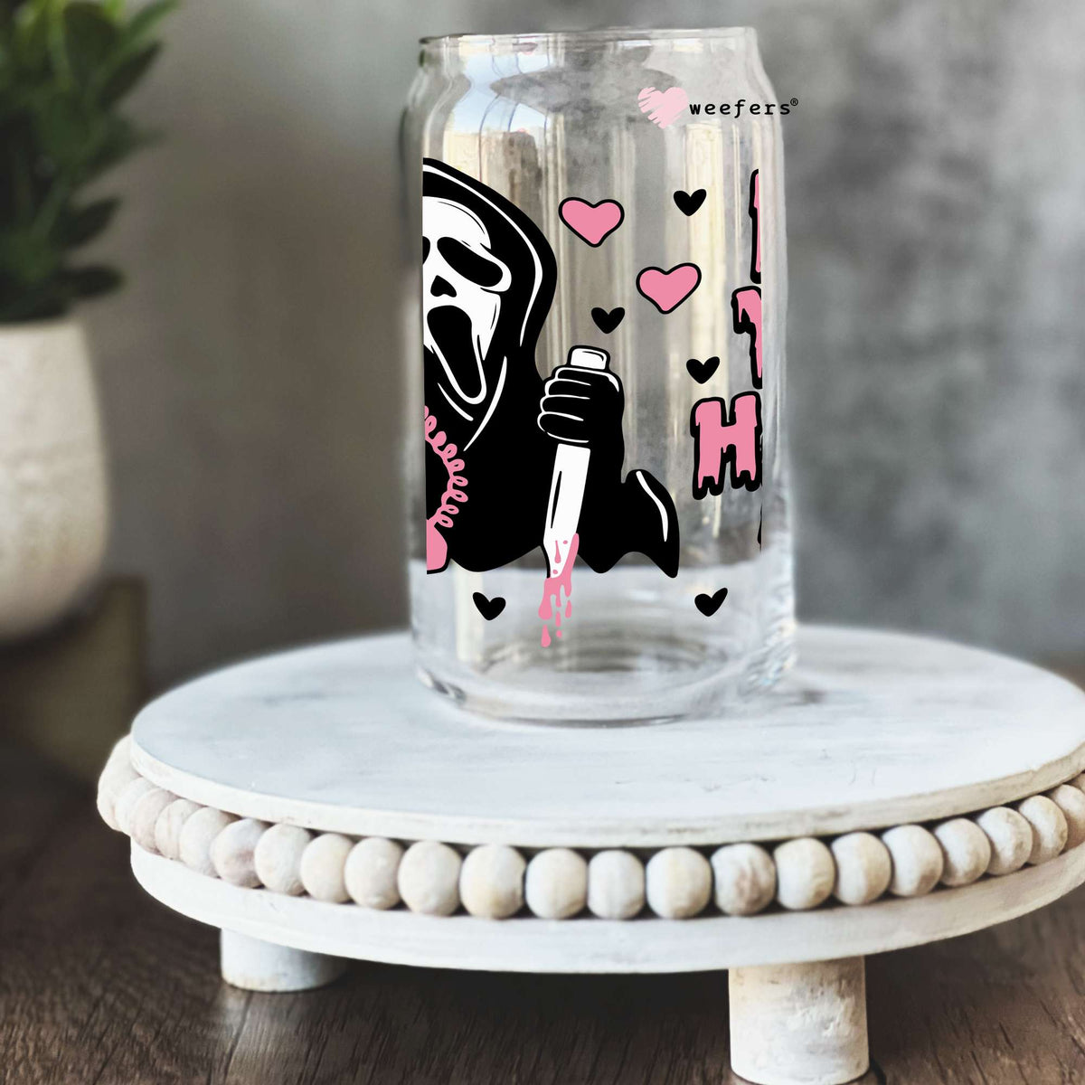 Horror Movie No You Hang Up Halloween 16oz Libbey Glass Can UV DTF or Sublimation Wrap - Decal Weefers