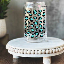 Load image into Gallery viewer, a glass jar with a leopard print on it
