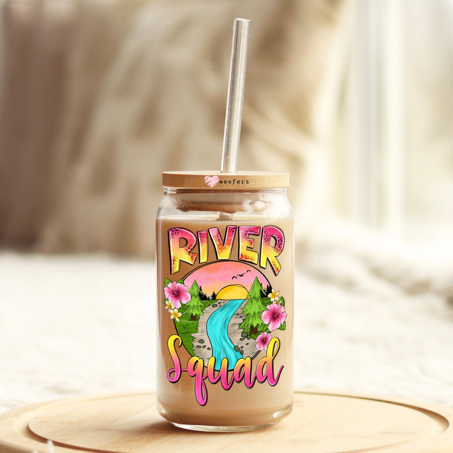 River Squad 16oz Libbey Glass Can UV DTF or Sublimation Cup Wrap - Decal Transfer Weefers